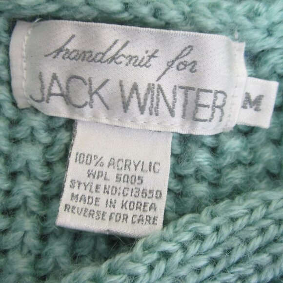 Vtg Jack Winter Women M Mint Green Oversized Sweater Vest V Neck Handknit Textur - Picture 3 of 8